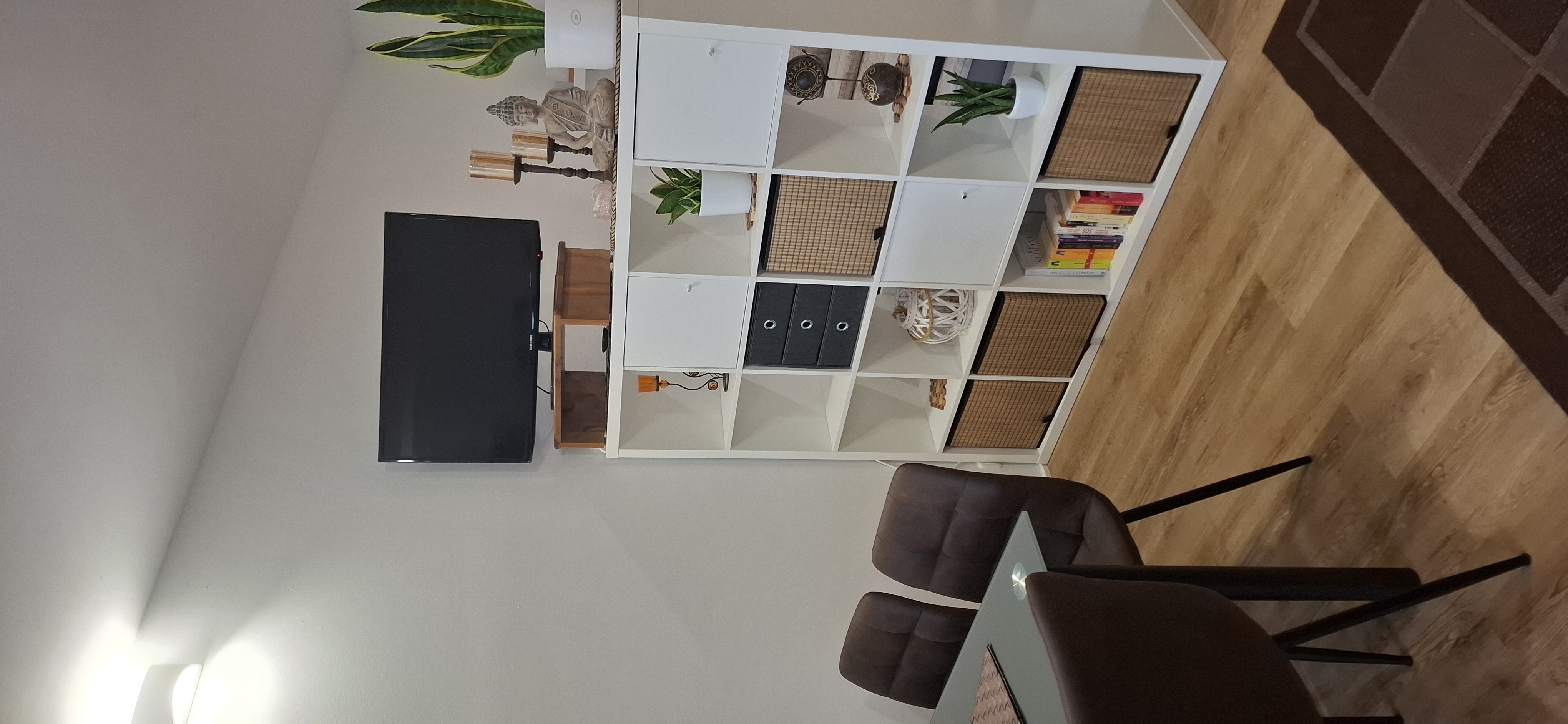 Wohnzimmer mit TV und Essbereich